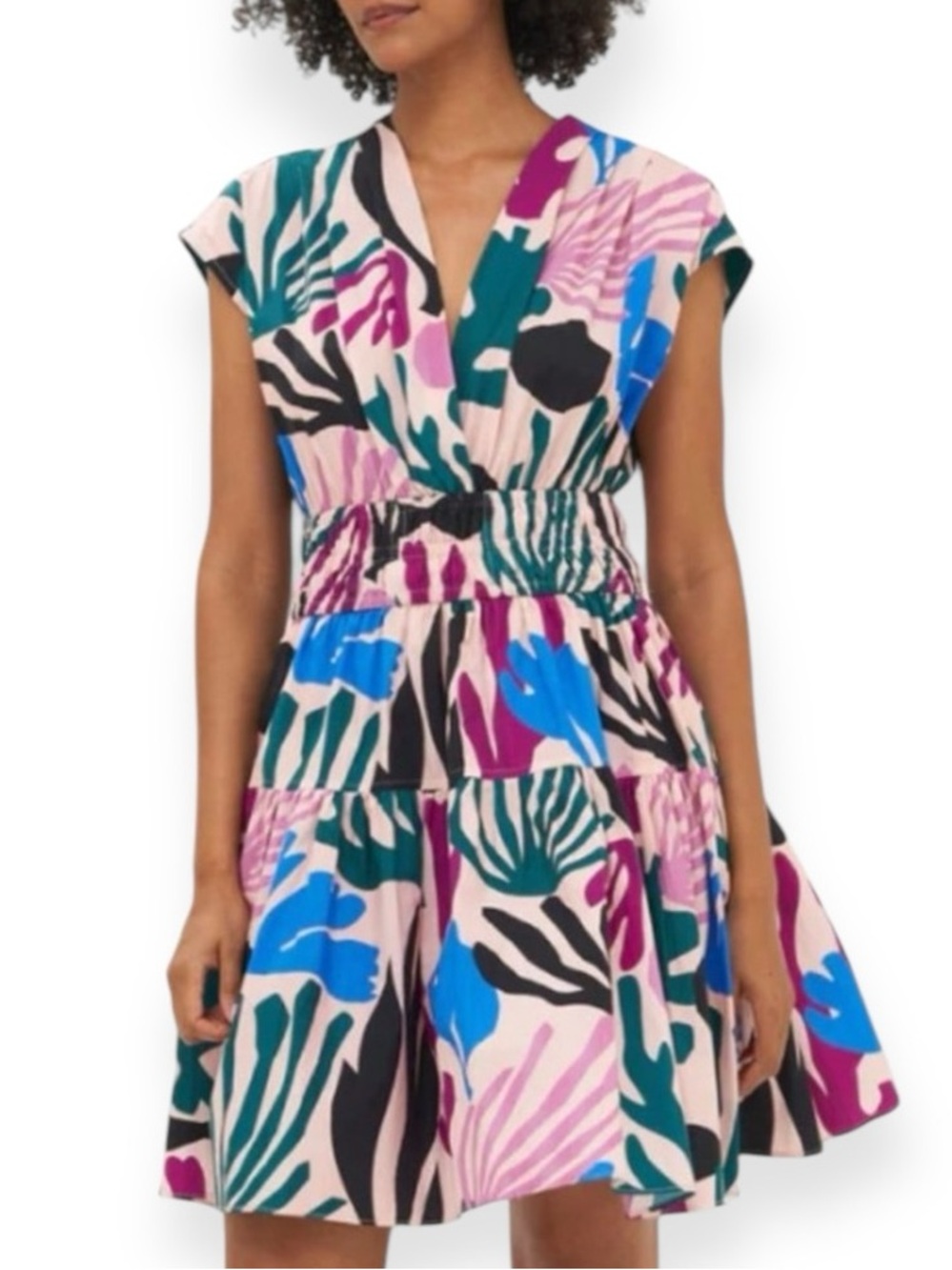 Oliphant Smocked Waist Mini Dress – Reef Magenta, Size XS